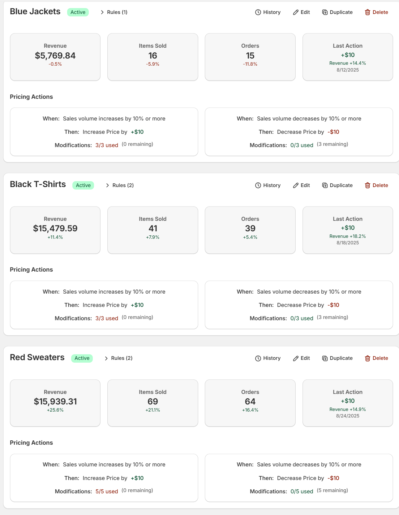 Dynamic pricing rules preview